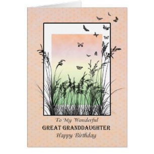 Birthday for Great Granddaughter, with Butterflies Cards