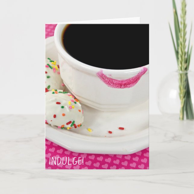 birthday for her-lipstick on coffee cup card (Front)