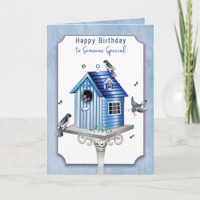 Birthday for Lady Victorian Birdhouse Songbirds Card (Front)