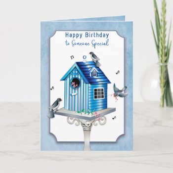 Birthday For Lady Victorian Birdhouse Songbirds Card by TrudyWilkerson at Zazzle