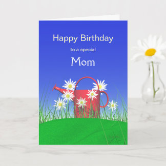 Birthday for Mom Daisies and Watering Can Card