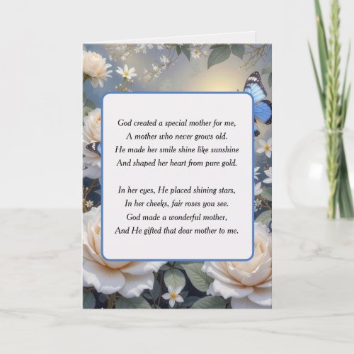 Birthday for Mom Poem Blue Butterflies and Roses