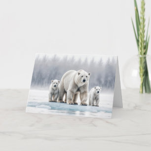 Birthday For Mom Polar Bear Family On Ice Card