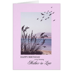 Birthday for Mother-in-Law, seaside scene Cards