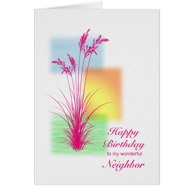 Birthday for Neighbor, grasses scene Cards (Front)