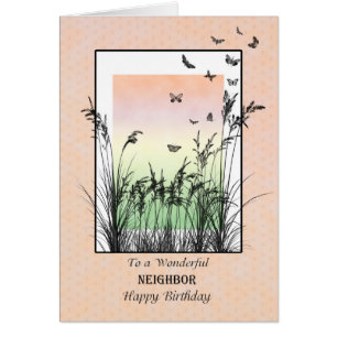Birthday for Neighbor, with butterflies Cards