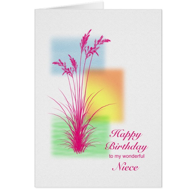 Birthday for Niece, grasses scene Cards (Front)