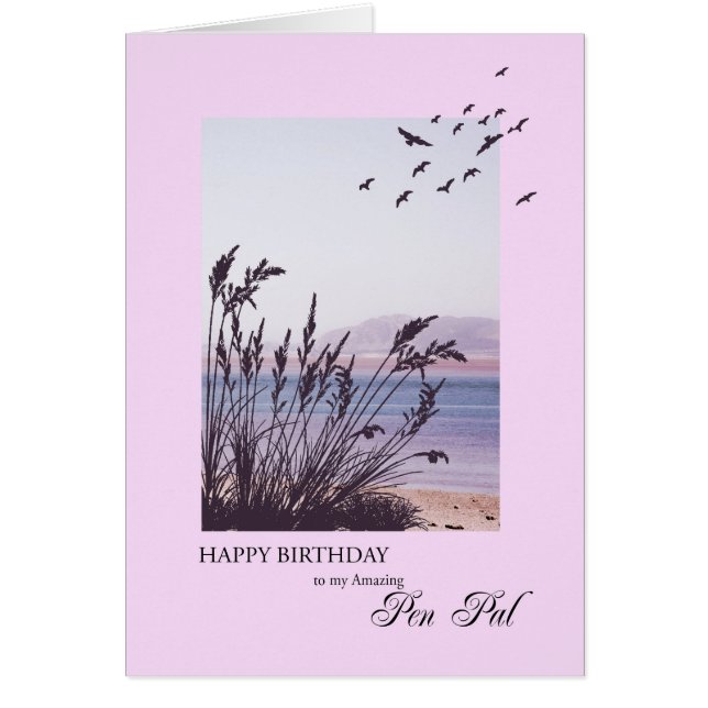 Birthday for Pen Pal, Seaside Scene Cards (Front)