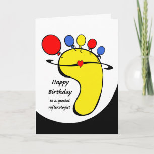 Birthday for Reflexologist, Balloon Toes on Foot Card