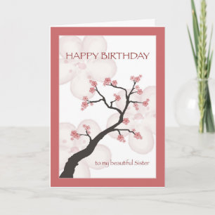 Birthday for Sister, Chinese Blossom Tree Card