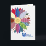 Birthday for sister, stitched flower card<br><div class="desc">Birthday card for a sister. A wonderful birthday card for a sister who enjoys sewing. Send you birthday greetings with this beautiful quilted flower. Each petal is a different pattern with white stitching. Your quilting friend will love this birthday card. A lovely verse inside completes this birthday card to say...</div>