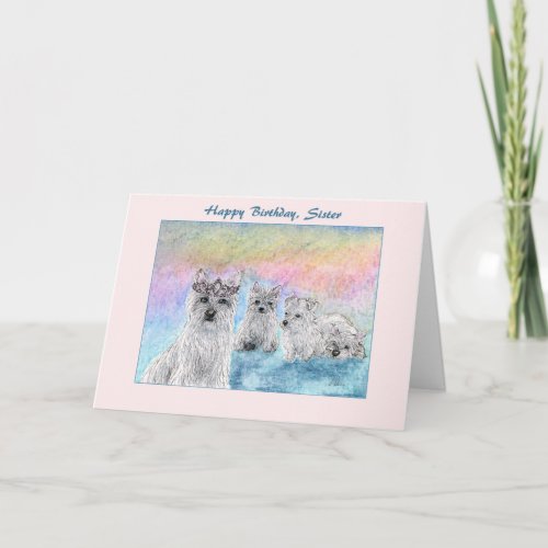 Birthday for Sister west highland terrier dog Card