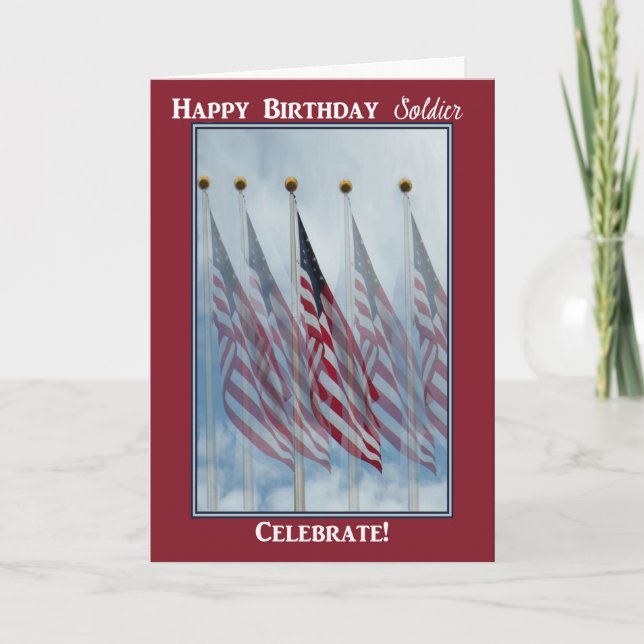 Birthday for Soldier with Five Flags Card (Front)
