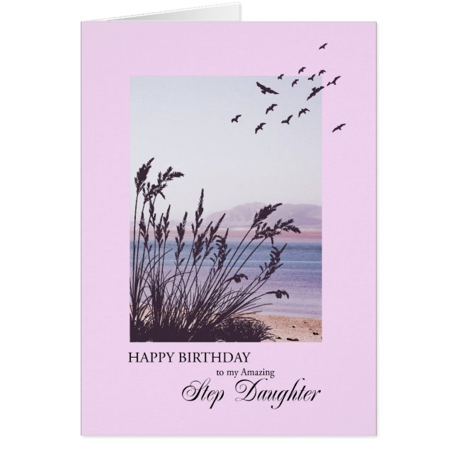 Birthday for Step Daughter, seaside scene Cards (Front)