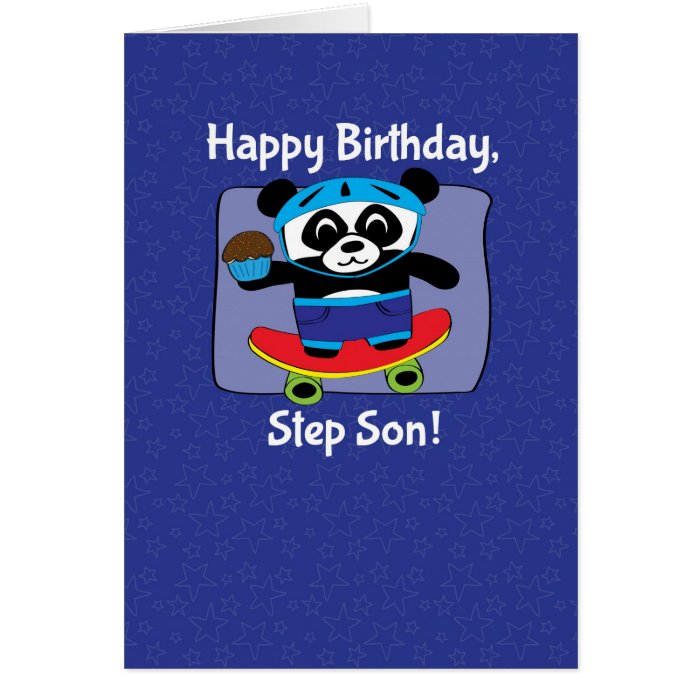 Birthday for Step Son   Panda on Skateboard Greeting Card