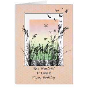 Birthday for Teacher, with butterflies Cards
