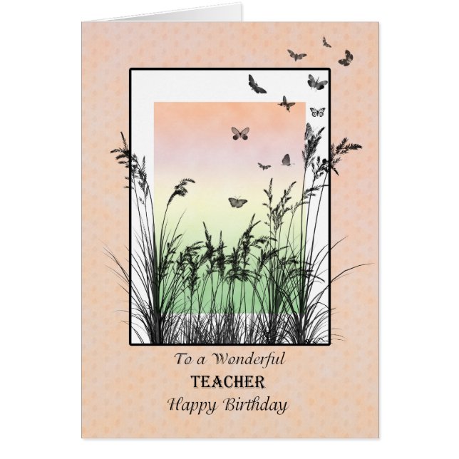 Birthday for Teacher, with butterflies Cards (Front)