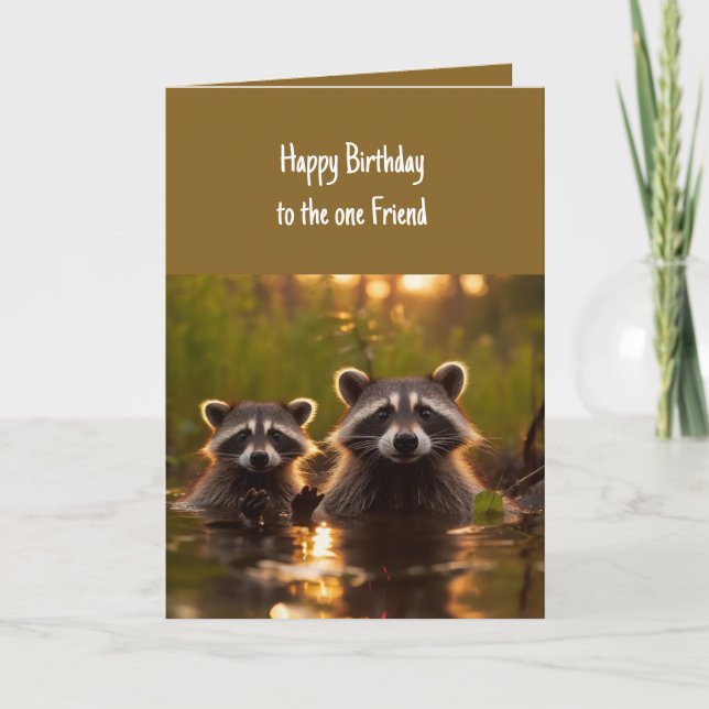 Birthday for That One Friend  Raccoons Cute Card (Front)