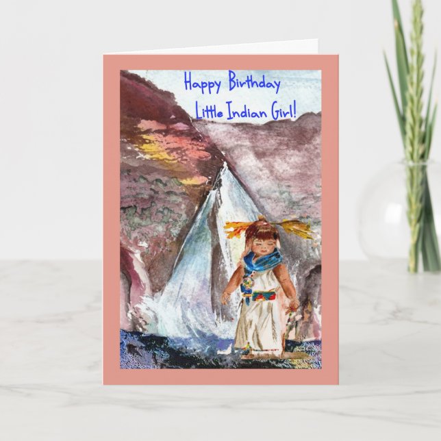 Birthday for the Little Indian girl Card (Front)