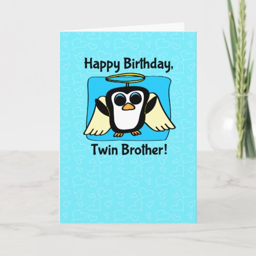 Birthday for Twin Brother _ Little Angel Penguin Card