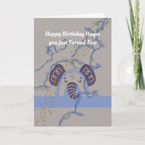 Birthday for Two Yr Old Boy with Elephant Card