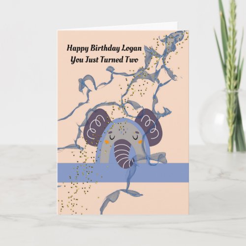 Birthday for Two Yr Old Boy with Elephant Card
