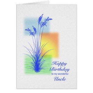 Birthday for Uncle, grasses scene Cards