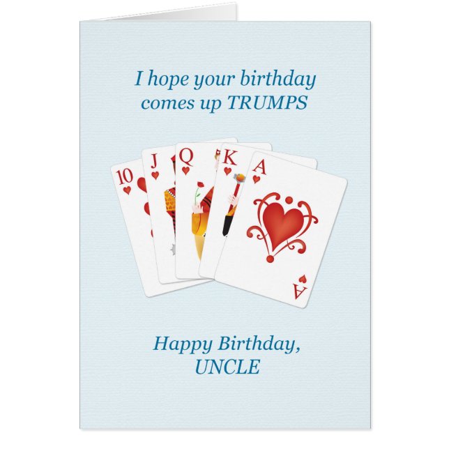 Birthday for Uncle, Hearts Full House Cards (Front)