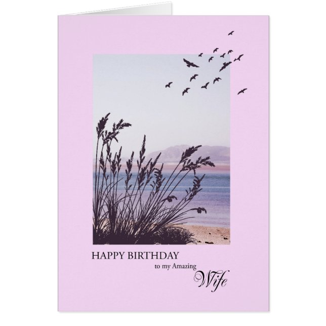 Birthday for wife, seaside scene cards (Front)