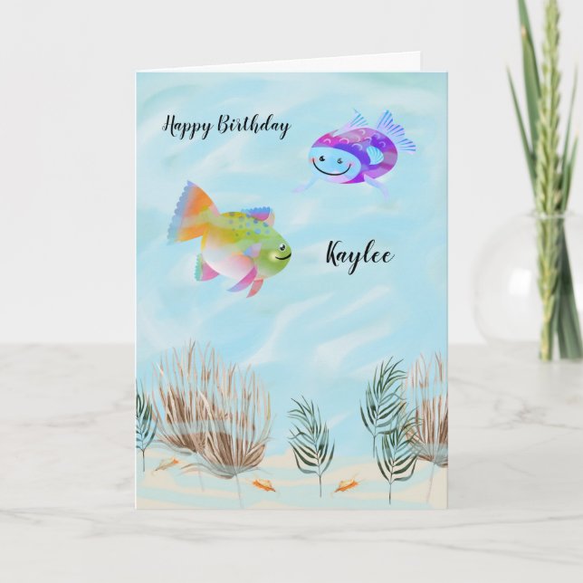 Birthday for Young Girl with Fish in the Sea Card (Front)