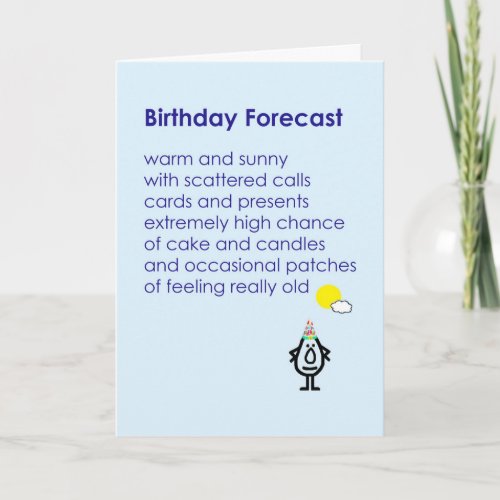 Birthday Forecast _ a funny birthday poem Card