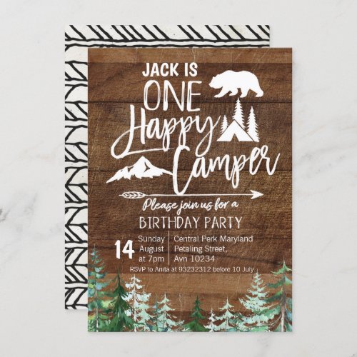 Birthday Forest Camping Party Kraft Camper Invitation