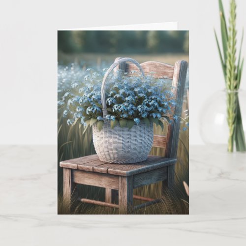 Birthday Forget_Me Not Flower Basket Card