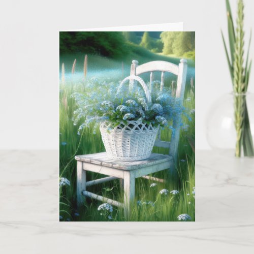 Birthday Forget_Me Not Flower Basket Card