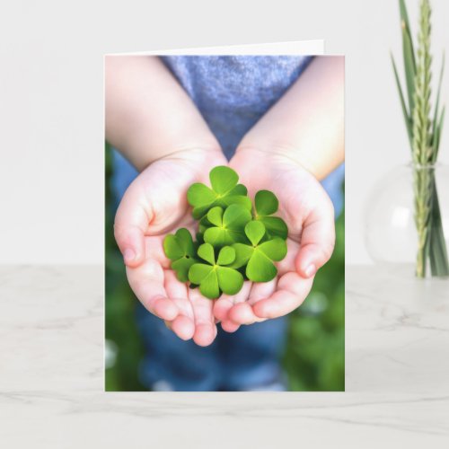 Birthday Four_Leaf Clovers In Little Hands Card