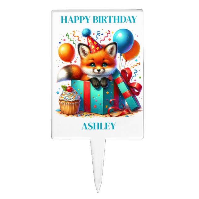Birthday Fox Cake Topper (Front)