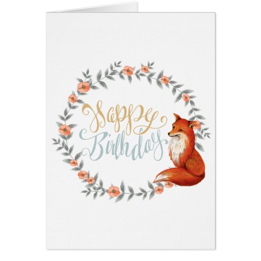 Birthday Fox Wreath Cards (Front)