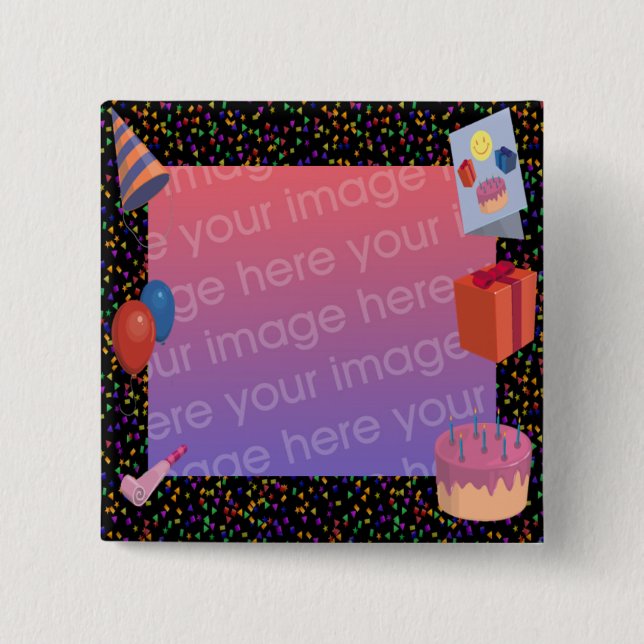 Birthday Frame Pinback Button (Front)