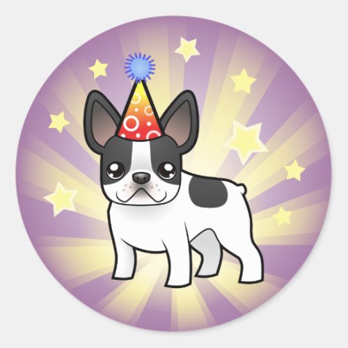 Birthday French Bulldog Classic Round Sticker