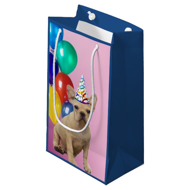 Birthday French Bulldog gift bag (Front Angled)