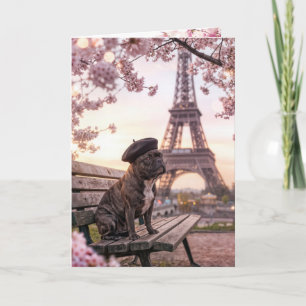 Birthday French Bulldog In Paris Card