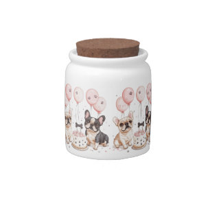 Birthday French Bulldogs Birthday Cake Candy Jar