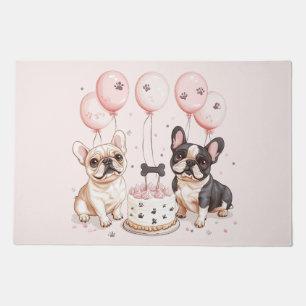 Birthday French Bulldogs Birthday Cake Doormat