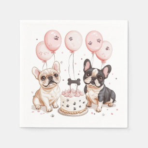 Birthday French Bulldogs Birthday Cake Napkins