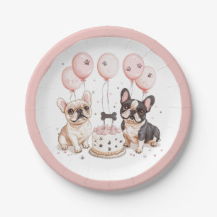 Birthday French Bulldogs Birthday Cake Paper Plates