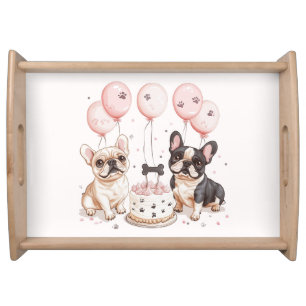 Birthday French Bulldogs Birthday Cake Serving Tray