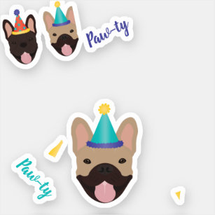 Birthday French Bulldogs Confetti Sticker
