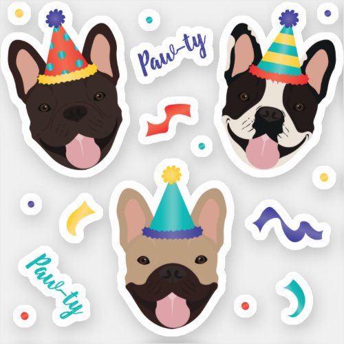 Birthday French Bulldogs Confetti Sticker