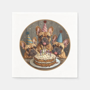 Birthday French Bulldogs Party Hats Napkins
