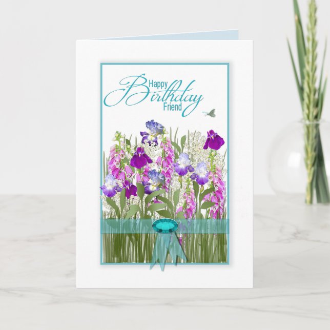 Birthday, Friend, Beautiful Flowers from Gardens Card (Front)